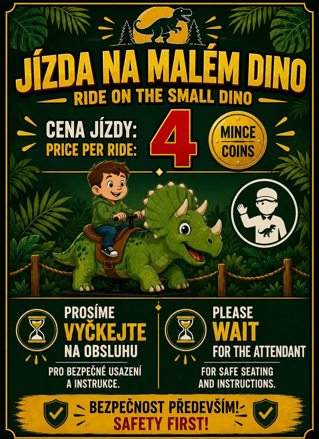 Malí dinosauři, plakát atrakce v parku Svět obrů