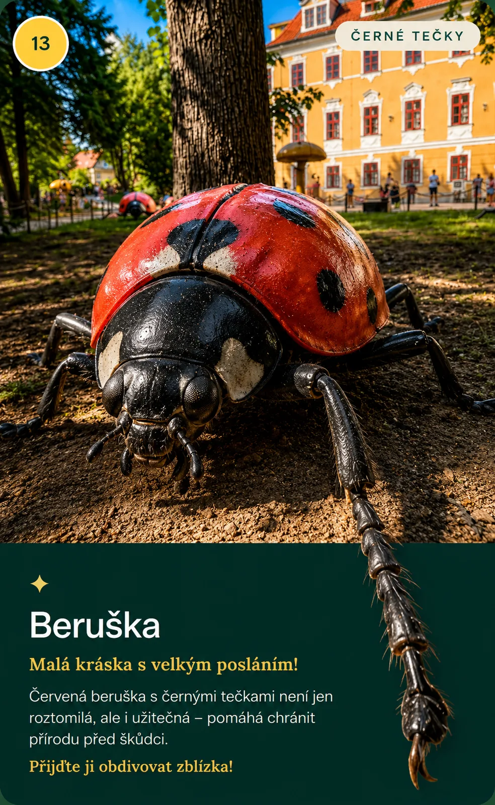 Beruška, obří model v parku Svět obrů, Chlum u Třeboně