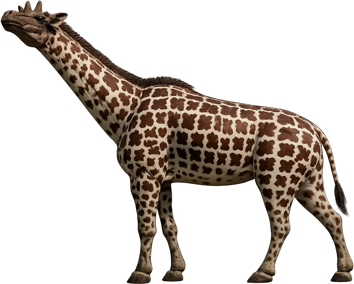 Sivatherium vysoký 5.5 metrů vedle dospělého člověka