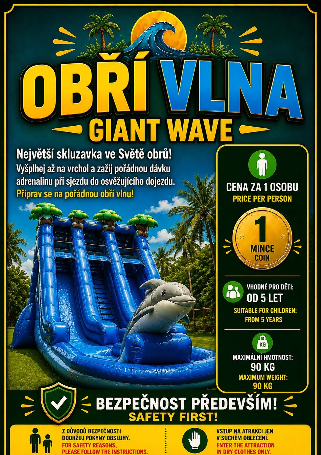 Obří Vlna, plakát atrakce v parku Svět obrů
