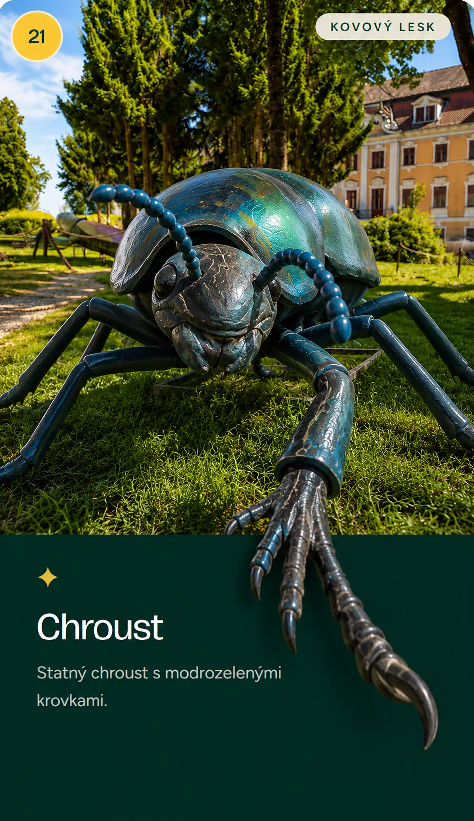 Chroust, obří model v parku Svět obrů, Chlum u Třeboně