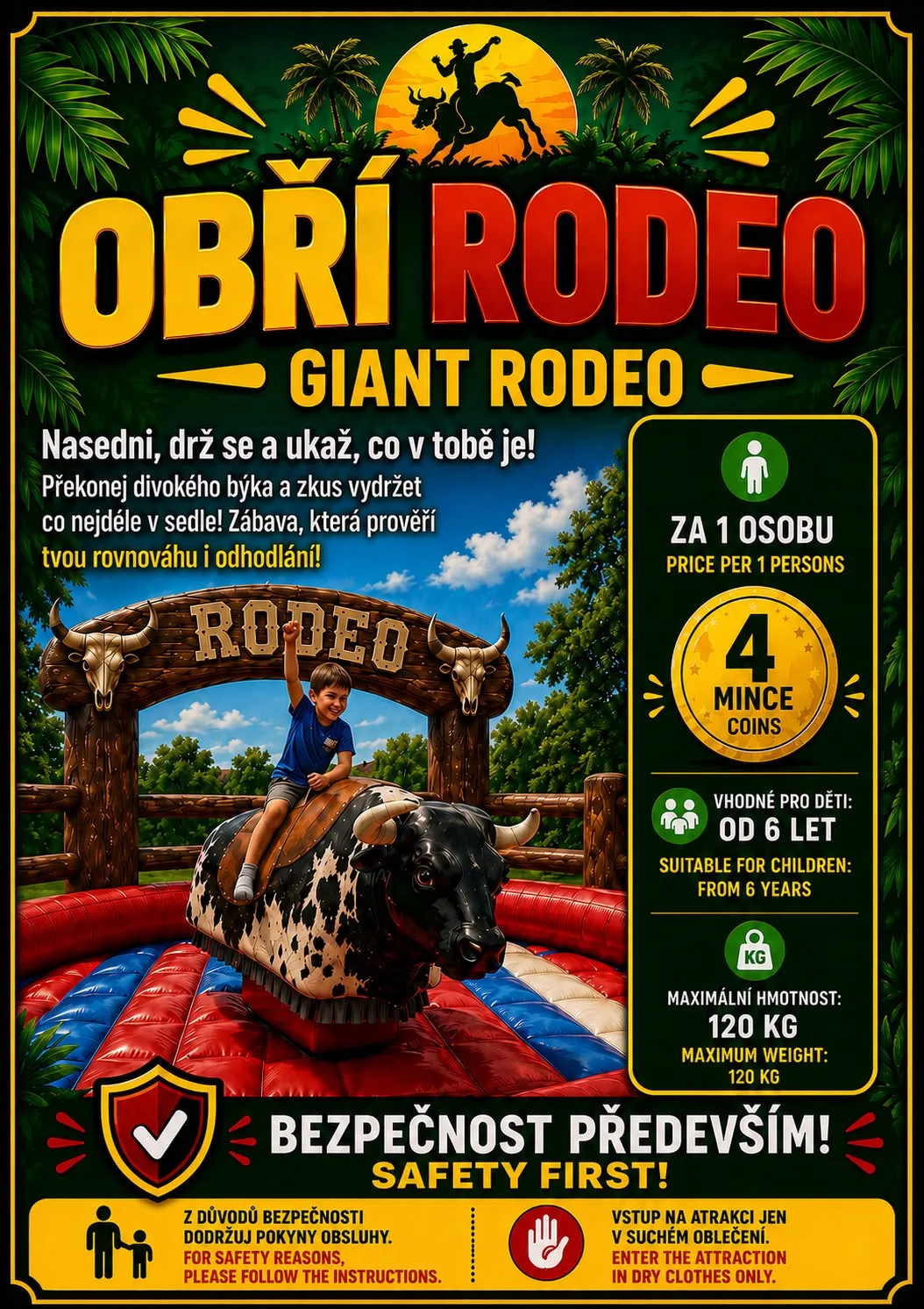 Obří Rodeo, plakát atrakce v parku Svět obrů