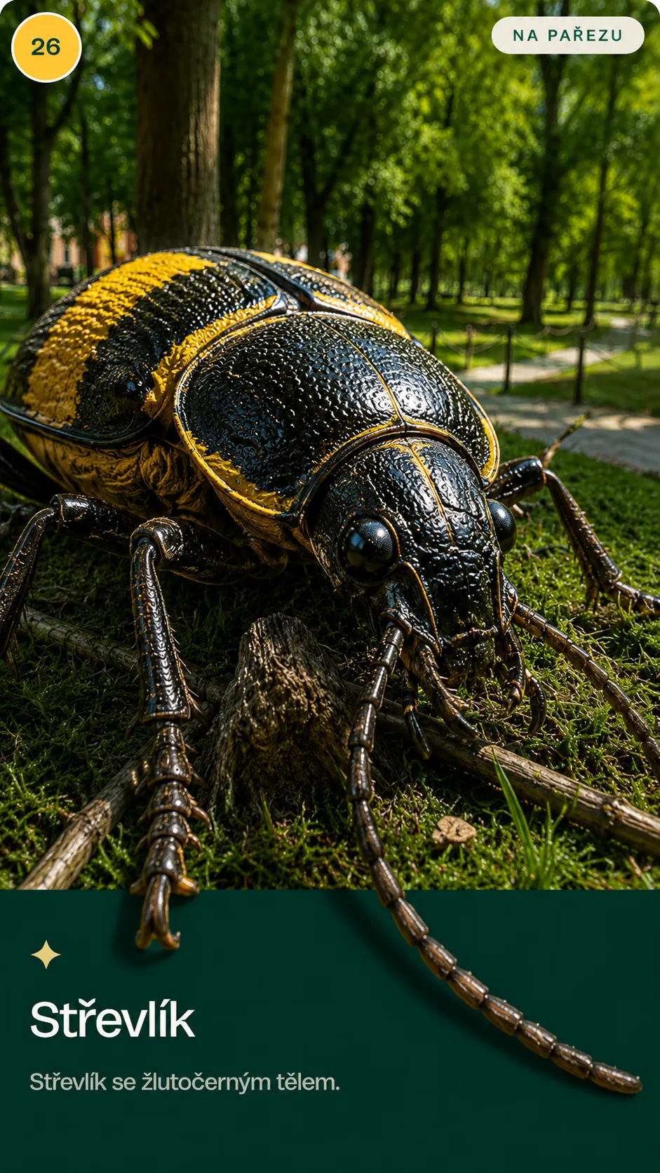 Střevlík, obří model v parku Svět obrů, Chlum u Třeboně