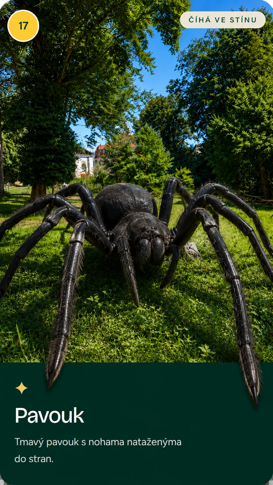 Pavouk, obří model v parku Svět obrů, Chlum u Třeboně